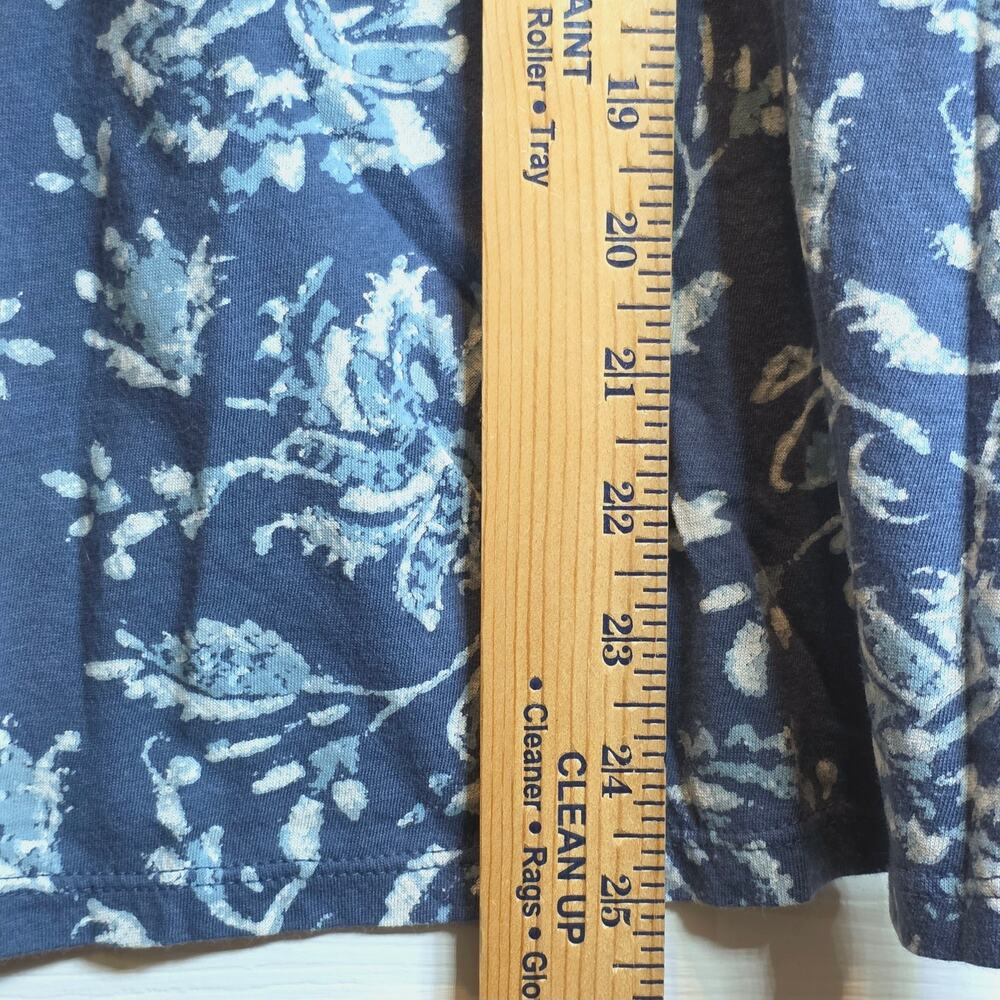 Lucky Brand‎ Flutter Sleeve Floral Tee Womens Sz XL Blue Short Sleeve Scoop Neck - Picture 14 of 15